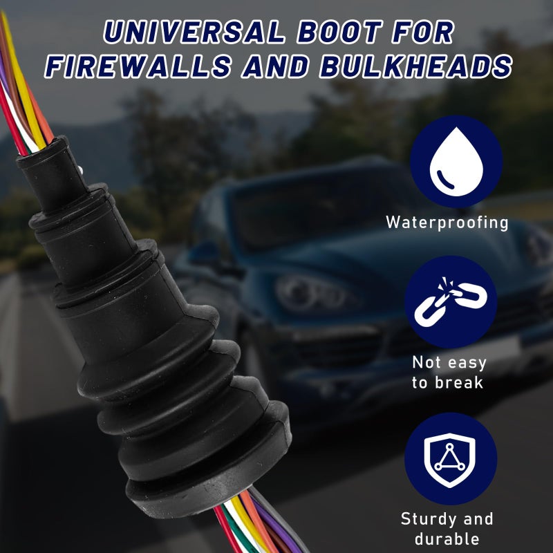Suvnie 4 PCS Universal Firewall Boot  Rubber Grommets Can Accommodate 3/8 to 1 Inch Diameter Wire Bundle  Safe and Convenient Grommet for Vehicle Running Cable  Car Accessories - Image 4